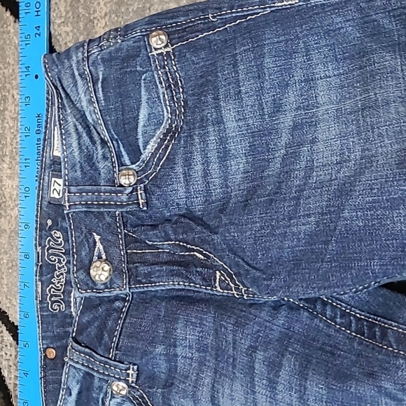 MISS ME ZEBRA PRINT FLEUR DE LIS RHINESTONES BOOT-CUT DENIM JEAN - Picture 6 of 16